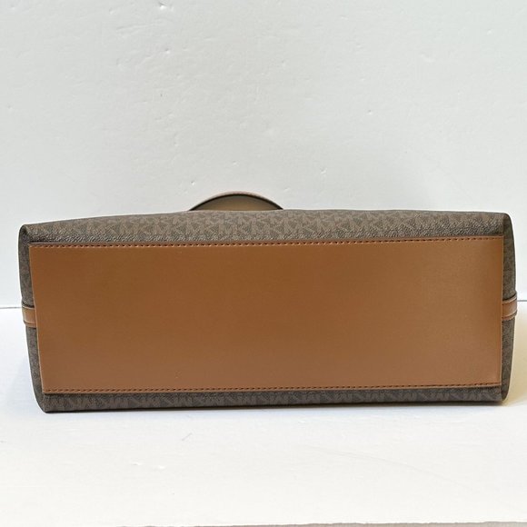 Michael Kors Jet Set Item Large Front Pocket Shoulder Chain Tote Bag MK Brown - Picture 5 of 11